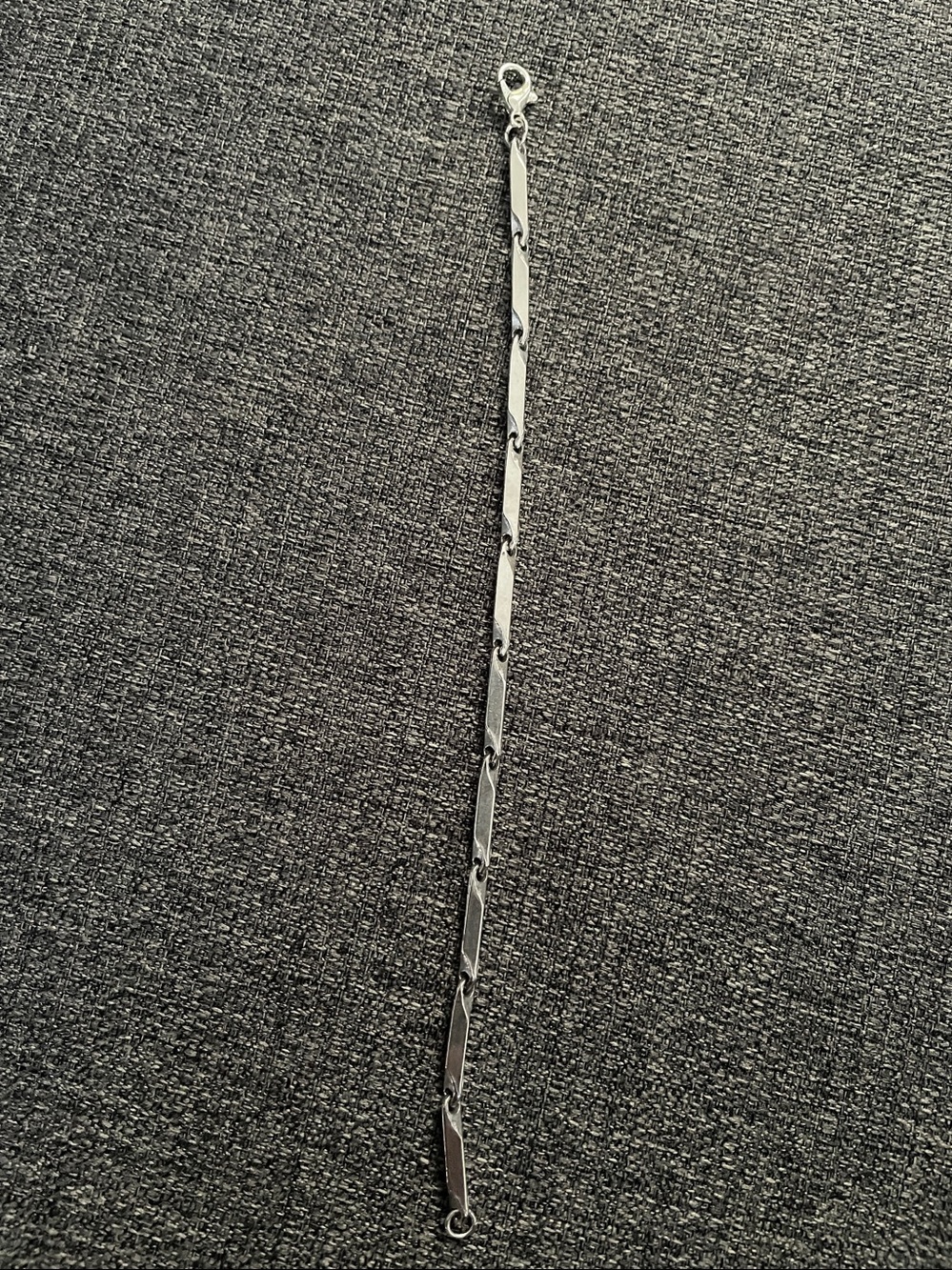 Sleek Silver Geometric Link Bracelet, New - Picture 4 of 8